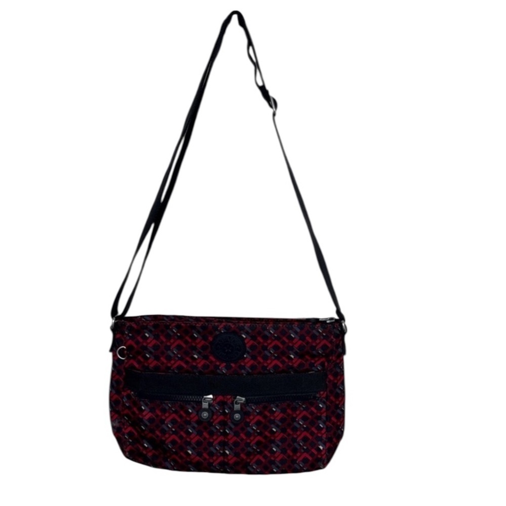 Kipling Red Black Pattern Rectangle Crossbody Bag BLEMISH